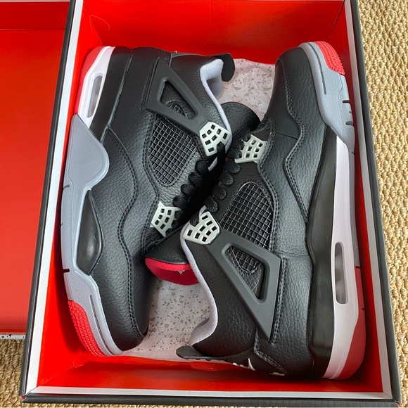 Brand New Retro 4 -Bred Reimagined -Men's Black/ Red Sneakers - Picture 6 of 6